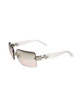 CHANEL Vintage Y2K Transparent Silver Reflective Rimless Sunglasses 4107-B